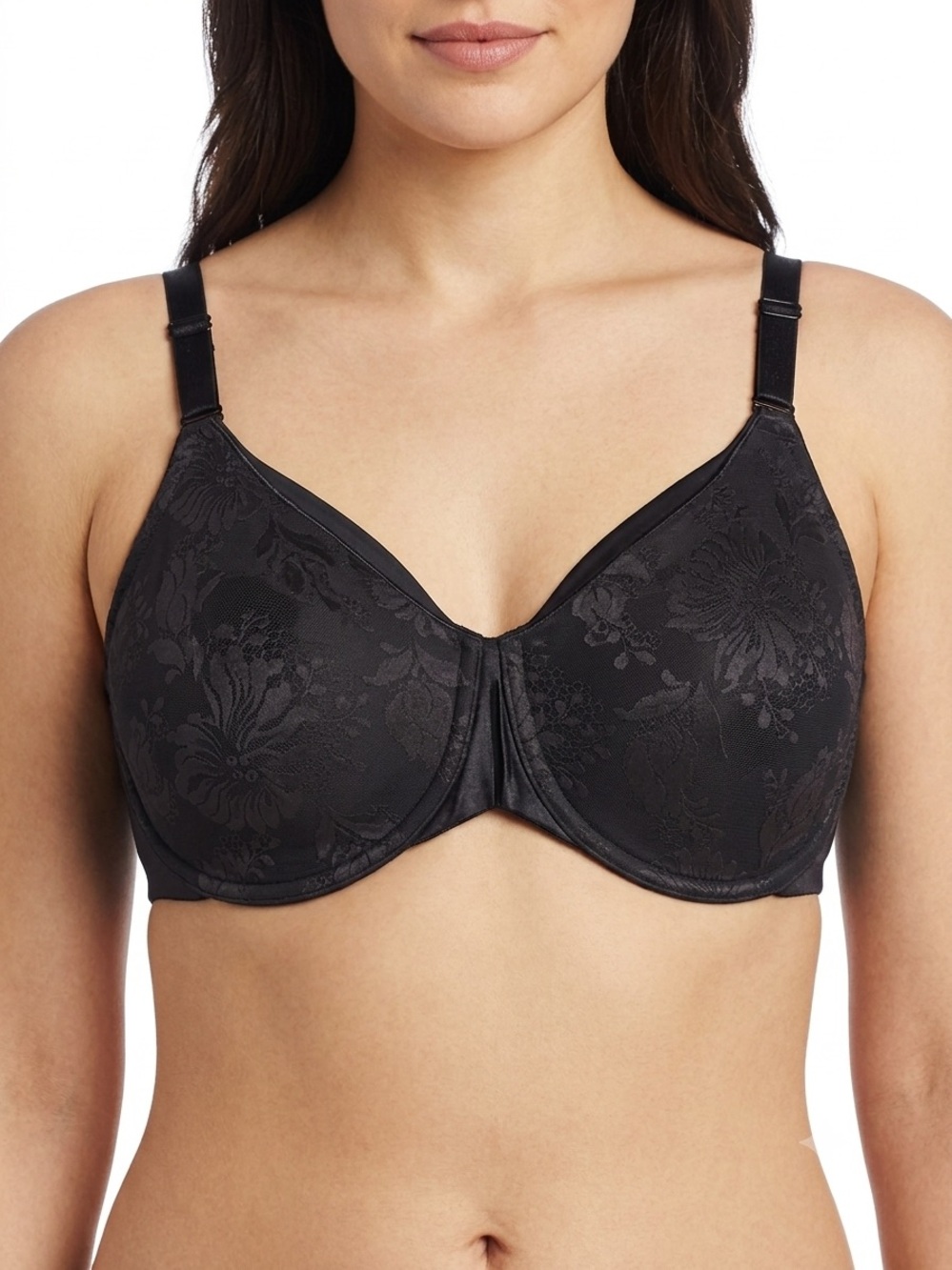 Lilyette Maidenform NEW Floral Lace Minimizer 36DD Underwire Bra 986 Black Soft